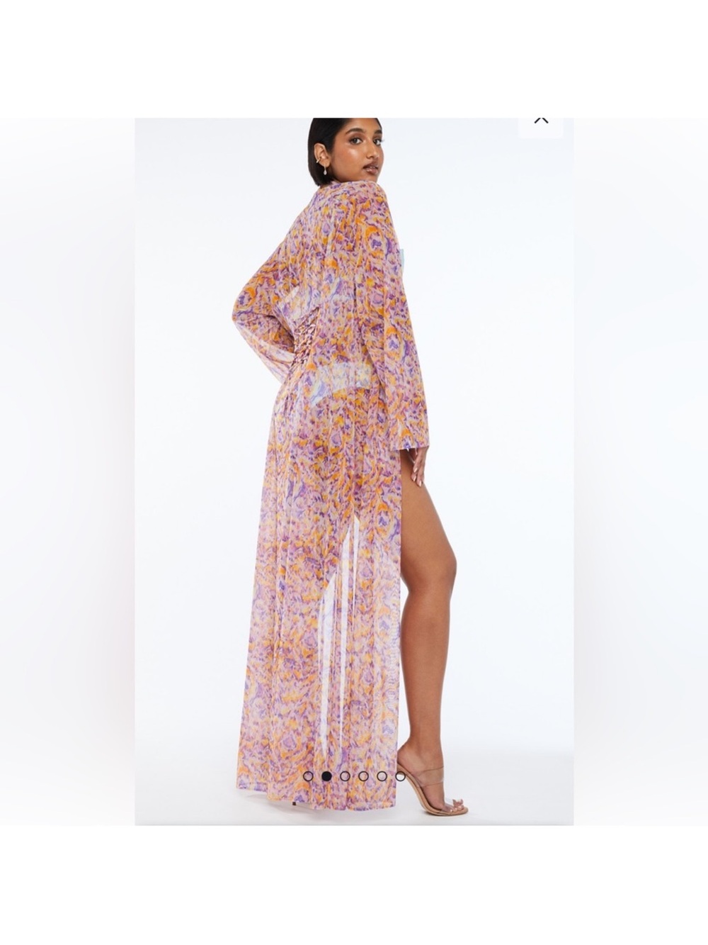 Savage x Fenty Floor Length Back Crisscross Tie Sheer Mesh Robe Size Xl/1X - Picture 2 of 10